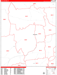 West Hartford Wall Map Zip Code Red Line Style 2026